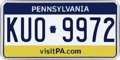 PA license plate KUO9972