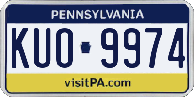 PA license plate KUO9974