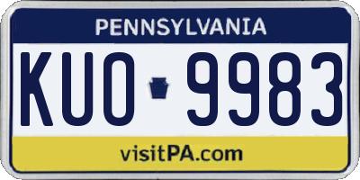 PA license plate KUO9983