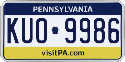 PA license plate KUO9986