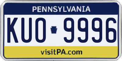 PA license plate KUO9996