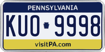 PA license plate KUO9998