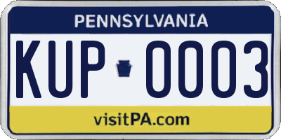PA license plate KUP0003