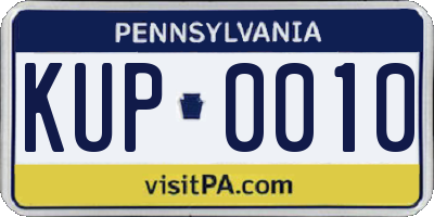 PA license plate KUP0010