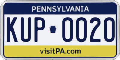 PA license plate KUP0020