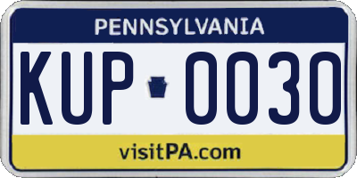 PA license plate KUP0030