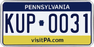 PA license plate KUP0031