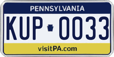 PA license plate KUP0033