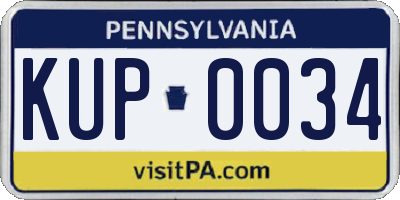 PA license plate KUP0034