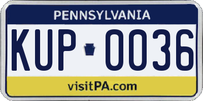 PA license plate KUP0036