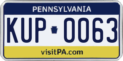 PA license plate KUP0063