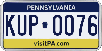 PA license plate KUP0076