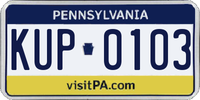 PA license plate KUP0103