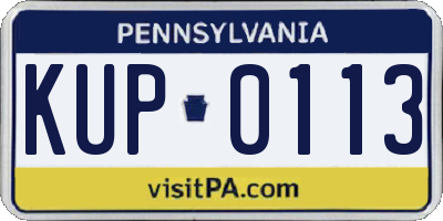 PA license plate KUP0113