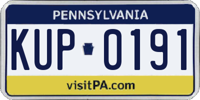 PA license plate KUP0191