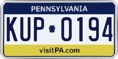 PA license plate KUP0194
