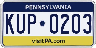 PA license plate KUP0203