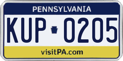 PA license plate KUP0205