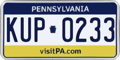PA license plate KUP0233