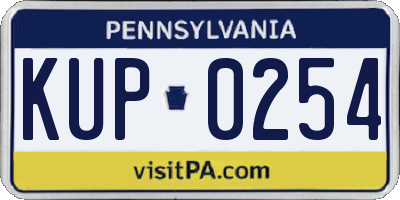 PA license plate KUP0254