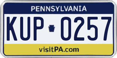 PA license plate KUP0257