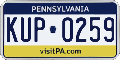 PA license plate KUP0259
