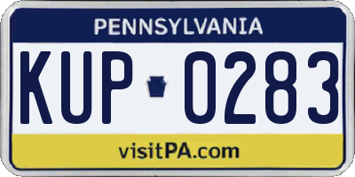 PA license plate KUP0283