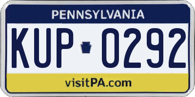 PA license plate KUP0292