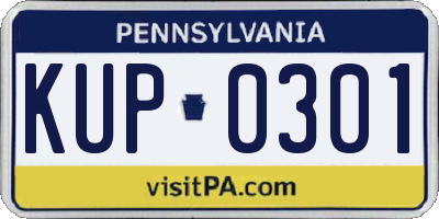 PA license plate KUP0301