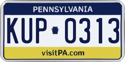 PA license plate KUP0313