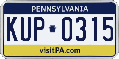 PA license plate KUP0315