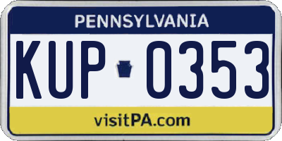 PA license plate KUP0353