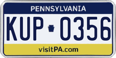 PA license plate KUP0356