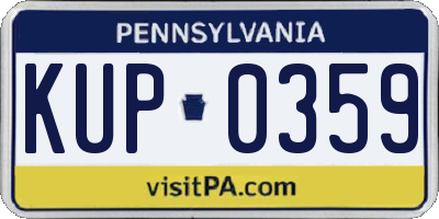 PA license plate KUP0359