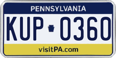 PA license plate KUP0360
