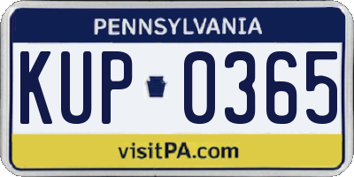PA license plate KUP0365