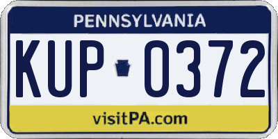 PA license plate KUP0372