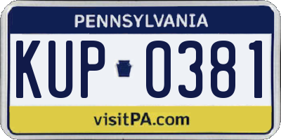 PA license plate KUP0381