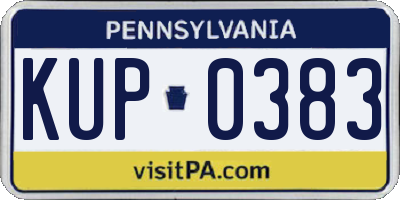 PA license plate KUP0383