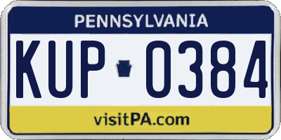 PA license plate KUP0384