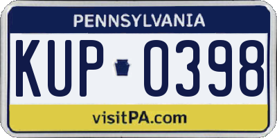 PA license plate KUP0398