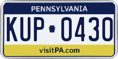 PA license plate KUP0430