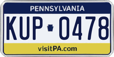 PA license plate KUP0478