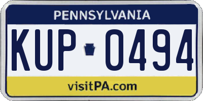 PA license plate KUP0494