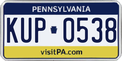 PA license plate KUP0538