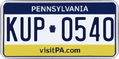 PA license plate KUP0540