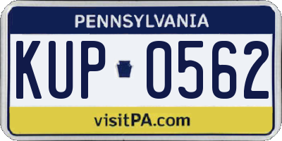 PA license plate KUP0562
