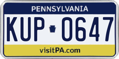PA license plate KUP0647