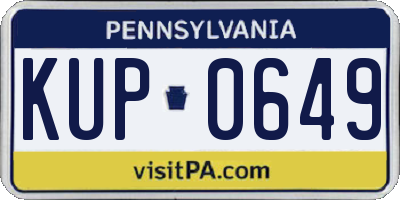 PA license plate KUP0649