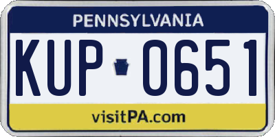 PA license plate KUP0651